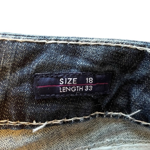 Vigoss Women's Blue Jeans-Size 18/33 White Stitching-Chelsea Slim Boot-Bling - Picture 6 of 16